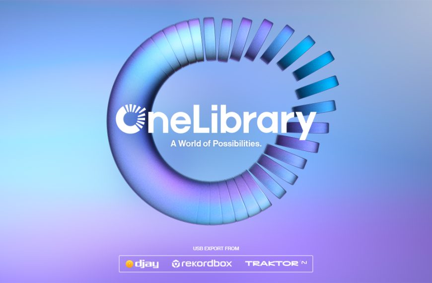 Oficjalna grafika OneLibrary z logo i oznaczeniami djay, rekordbox i Traktor, materiał z premiery standardu w 2025 roku